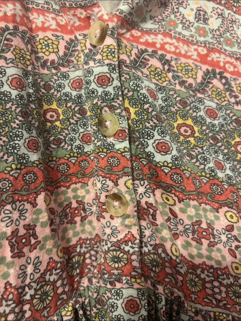 O'Neill Pink Multi Paisley-Stripe Short Sleeve Mini Dress
